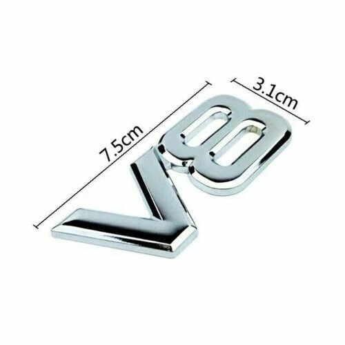 Chrome metal v8 badge - metal,