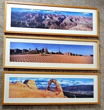 3 Large Wood Framed Photos Of Delicate Arch, Monument Valley the Grand Canyon