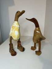 Pair Of Wooden Ducks, One With