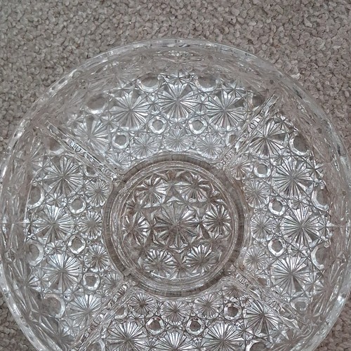 Clear cut glass round platter - glass,