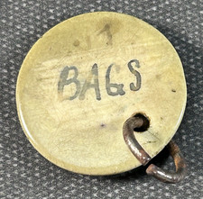 Antique Old Key Fob Tag Label Vintage Small Movie Prop Display Nice