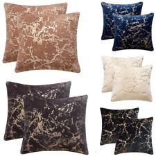 Set of 2 Marble Gold Foil Velvet Cushion or Covers 18"x18" / 45cm - hidden zip