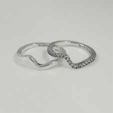 set pandora silver wave ring stack