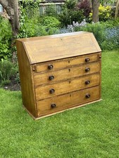 Antique Georgian Solid Oak Bureau Drawers Desk