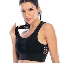 BREATHABLE - WIRELESS - SEAMLESS - BLACK SPORTS BRA - SUITABLE FOR CHEST 31"-33"