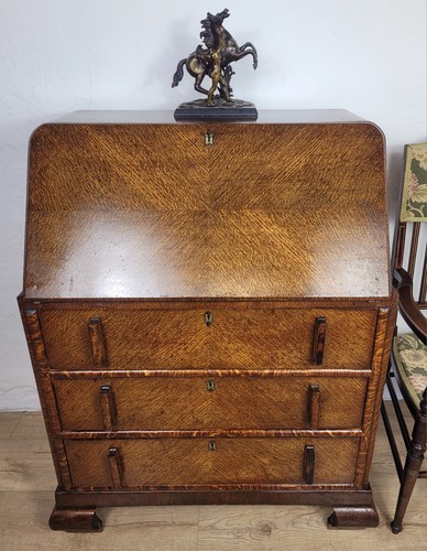 Oak writing bureau desk - bureau,
