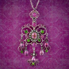 ANTIQUE EDWARDIAN SUFFRAGETTE PASTE PENDANT NECKLACE 