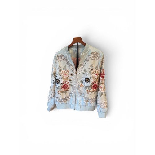 Floral tapestry beaded bomber - floral,
