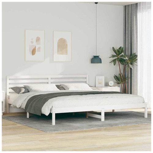Bed frame white solid pine - bed,