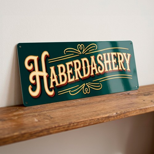 Haberdashery metal sign sewing - haberdashery,