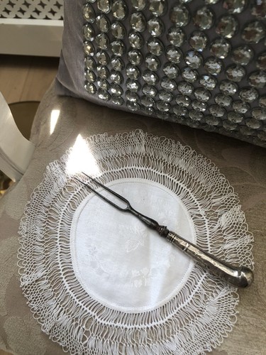 Victorian silver pickle fork - pickle,