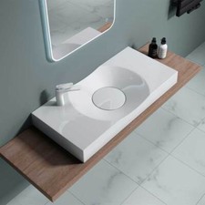 Durovin Bathroom Wash Basin Ceramic + Stone Countertop Wall Hung Full Range Sink