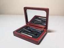 Vintage Style Travel Safety Razor Kit in Wooden Case with Mirror – Complete
