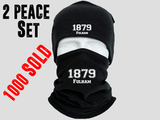 Fulham Black Snood Neck Warmer & Fleece Beanie Hat Football Set Gift