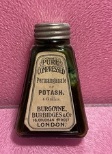 Antique Burgoyne ,Burbidges & Co Permagenate Of Potash Green Glass Bottle Rare