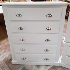 HANDMADE AYLESBURY NEXT WHITE CHEST OF 5 DRAWER (CUP HANDLES) NO FLAT PACKS