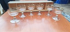 Vintage Set Of 6 Champagne Coupe Glasses gold rim cocktail retro glasses