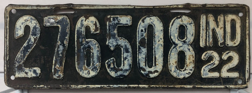 1922 indiana license plate - indiana,