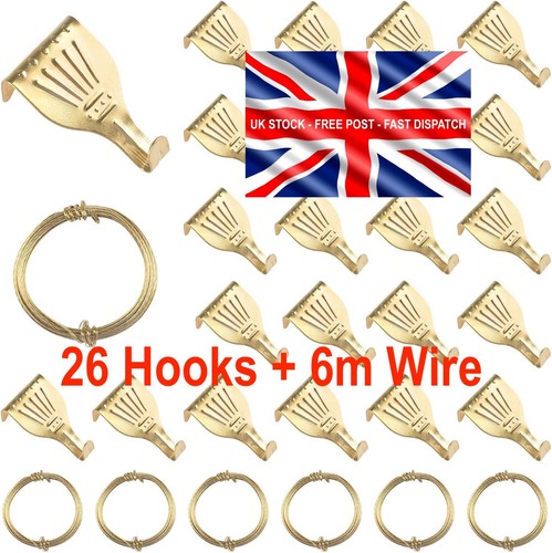 Brass picture rail hooks - rail,