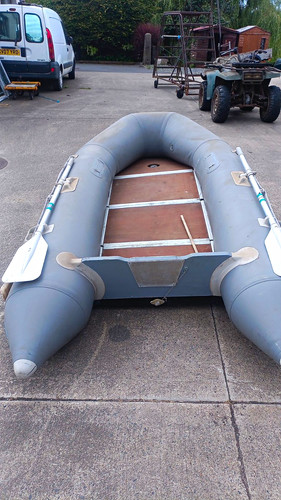 Grey inflatable raft dinghy - inflatable,