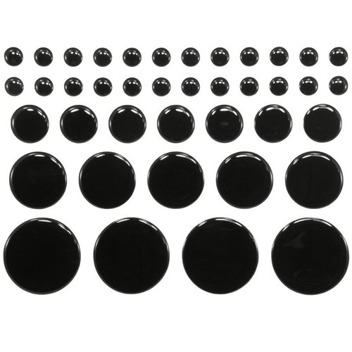 40x black round stickers set - ,