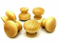 6 x Solid Pine Knobs 47mm deluxe wooden cupboard knob wood door handles (112)