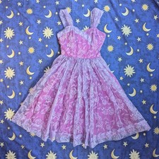 Handmade 1950s/60s Purple Prom Dress With Floral Organza Overlay