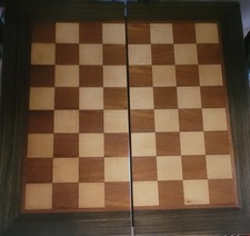 Beautiful vintage wooden chess / games table and various vintage games