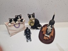 Retro Vintage Leonardo Cat Figurine Collection Collectable Cat Ornament 1990s X4