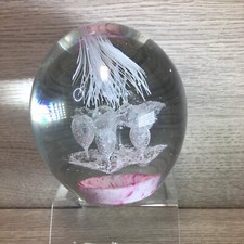 Large Anemone Art Glass Paperweight Pink Controlled Bubble cone shape VGC 1980s