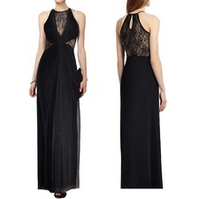 CLEARANCE SALE Black Halter Lace Mesh Evening party cocktail dress