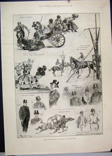 Original old antique print - old,