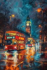 London Big Ben Red Bus Canvas