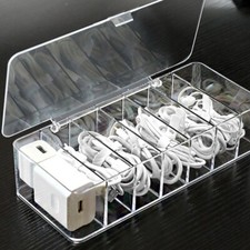 Clear Cable Storage Box Case Wire Management Cable Clips Safety Tidy Organizer