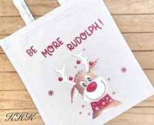 🇬🇧 Christmas Reindeer Be More Rudolph Shopping Tote Everyday Foldable Bag