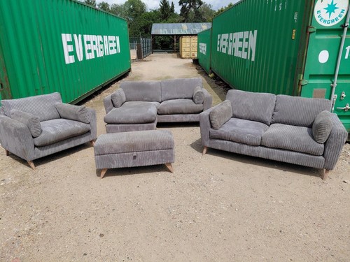Grey jumbo cord sofa suite - jumbo,