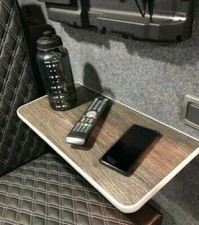 SMALL OAK BROWN FOLDING SHELF & GREY TRIM + BRACKETS - Caravan/Campervan