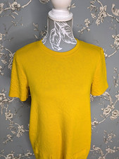 Zara Shift Dress Size S Yellow  Jersey Short sleeve crew neck Casual Knee length