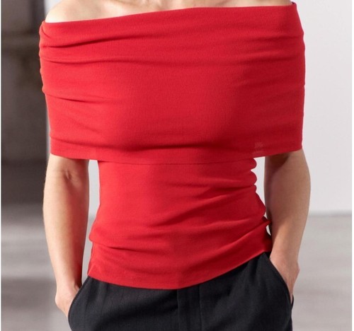 Zara 2024 red bardot off - 2024,