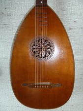 old guitar lute with mother of pearl decoration on the head, sound example! ready to play