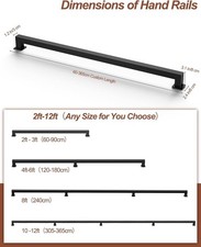 10FT/305CM Square Tube Handrail,Wall Mount Staircase Handrail Modern Pipe Stair 