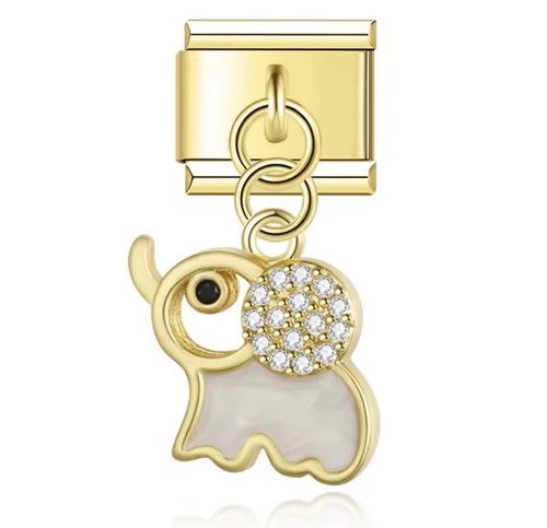 Elephant gold charm - cz,