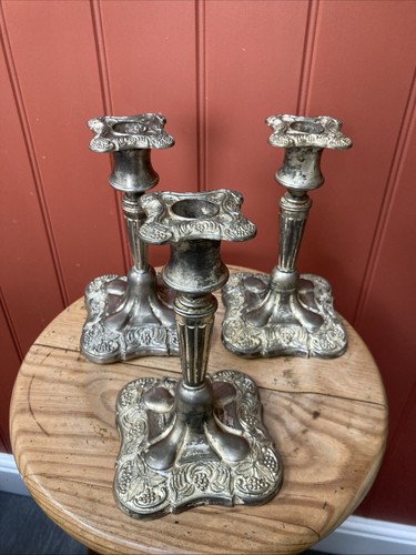 Silver plated candlesticks - silver, candlesticks/