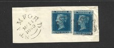 GB 1841 2d Blue X 2 3/4 Margins on Piece with Maltese Crosses + Stamford CDS