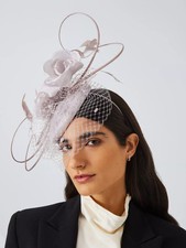Snoxell & Gwyther Fascinator Purple Grey Hat Hatinator Veil Rebecca Flower 