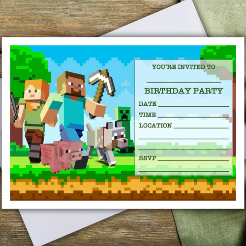 Minecraft party invitations - party,