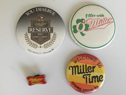 Vintage miller beer badges - miller,