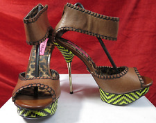 Betsy Johnson "Tricksy" brown leather mix peep toe shoes UK 5, US 7.5, EU38