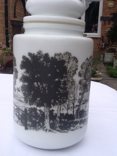 Vintage milk glass canister - vintage,