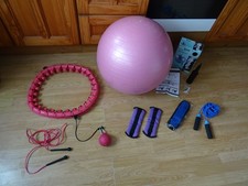 Bundle 6 x Fitness & Exercise Items - inc. Gym Ball, Ropes, Weighted Hula Hoop